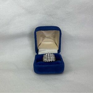 CL 925 Gold Plated Sterling Silver Multi Row CZ Cluster Ring Size 9